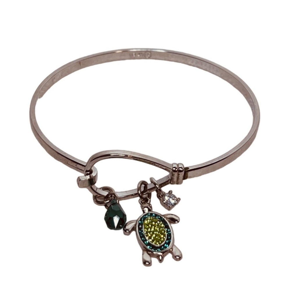 Sterling Silver Green Turtle Charm Bracelet